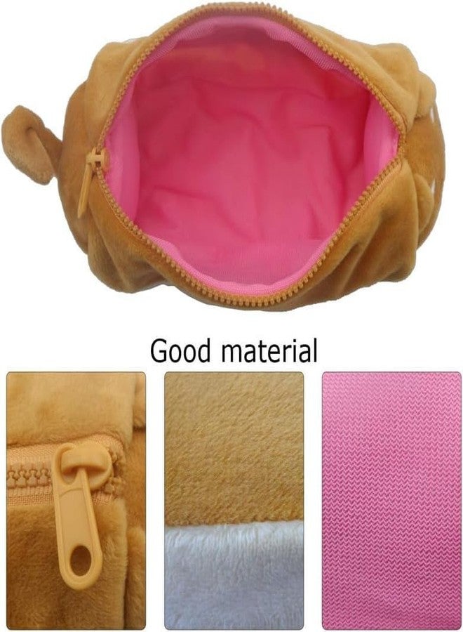RVA Dog Pencil Box with Zipper for Girls Multi-Purpose Case for School Kids, Cute Cosmetic Pouch for Girls, Fur Pouches for School/Office (Set of 1) (Brown) (Size 7 Inch) - Image 3